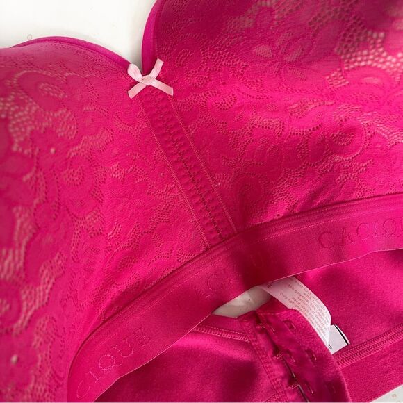 CACIQUE Bra Lightly Lined No Wire Very Pink Lace Overlay Size 44 DDD - Picture 7 of 8